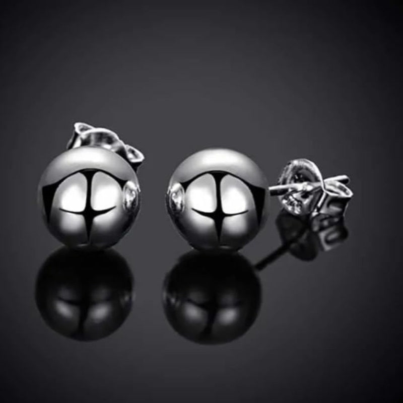 Stud Earrings S925 Sterling Silver 10mm Round Simple Minimalist Ear Piercing Jewelry Women Daily Wear Vacation Gift