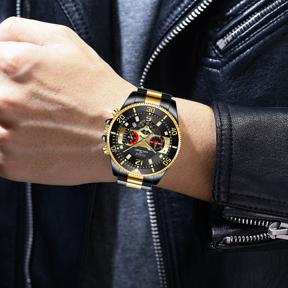 Men's Business Quartz Watch with Calendar & Adjustable Strap - Versatile Analog Wristwatch for Men, Classic Dress Timepiece in Gold, Silver & Black, Great Gift for Him