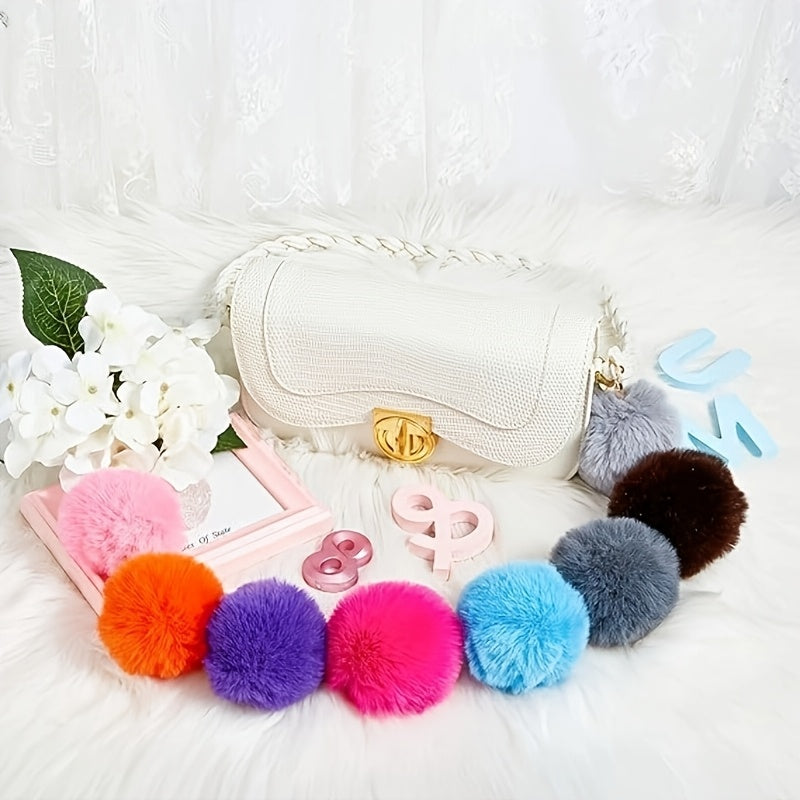 Fluffy Pom Pom Keychain Bulk 60pcs – Colorful Faux Fur Ball Key Rings for Women & Teens, Mixed Color Fuzzy Bag Charm Party Favor Set, Wholesale Keychain Accessories
