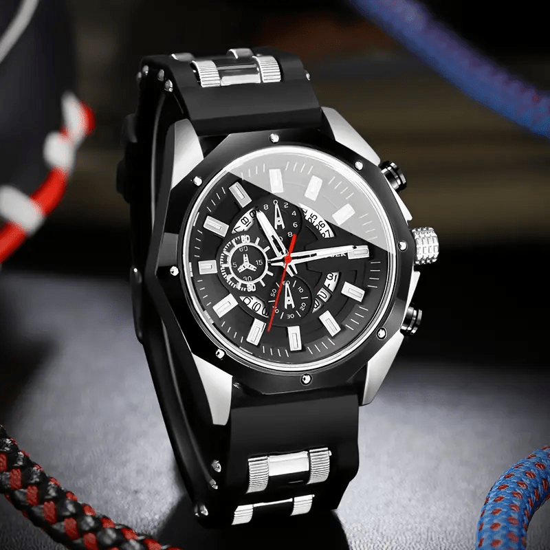 Men's Large Dial Quartz Watch with Auto Calendar | Stainless Steel Strap, Business Sports Wristwatch – Available as Watch Only or Watch & Jewelry Set