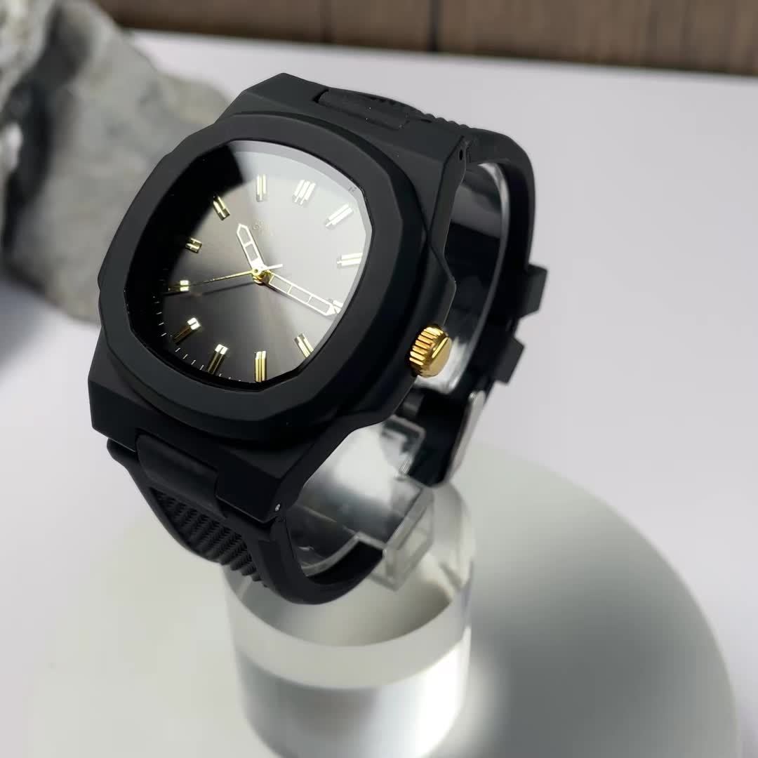 Silicone Band Watch for Men - Casual Minimalist Oval Dial Quartz Wristwatch, Zinc Alloy Case, Lightweight Sport Everyday Watch Gift in Black Gold, Black White, Black Silver