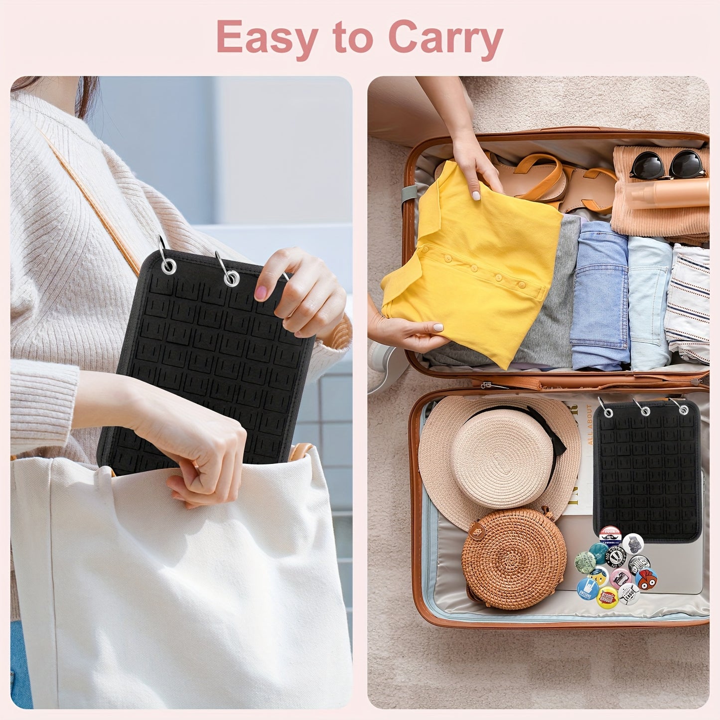 Pin Display Holder Brooch Organizer 5-Page Felt Badge Storage Binder — 3-Ring Detachable Earring Organizer for Travel, Boutique & Collectible Display
