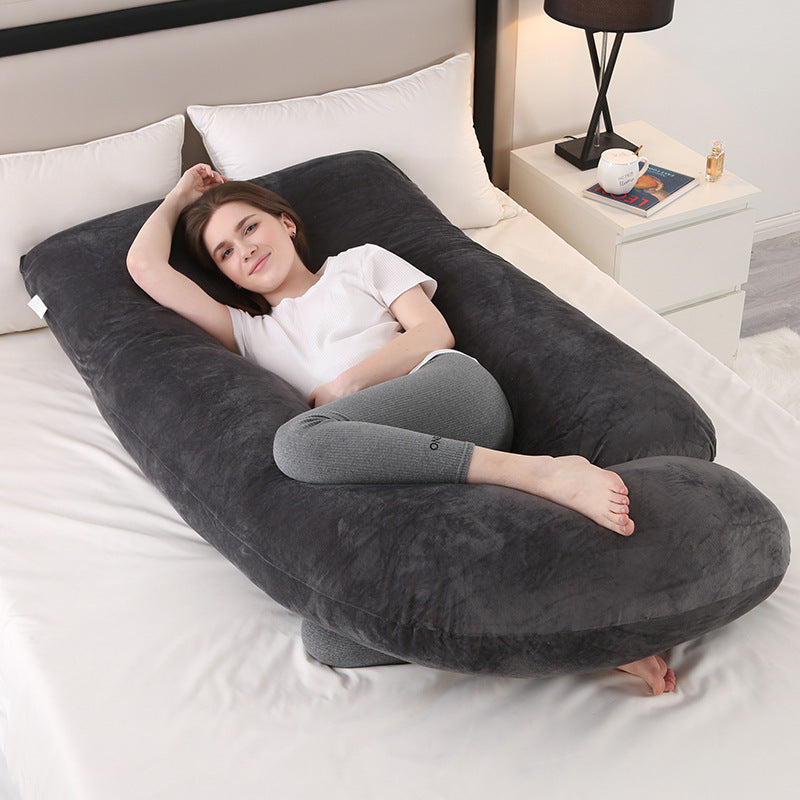 80-Inch J-Shaped Velvet Pregnancy Pillow - Crystal Velvet Full-Body Design – view 8