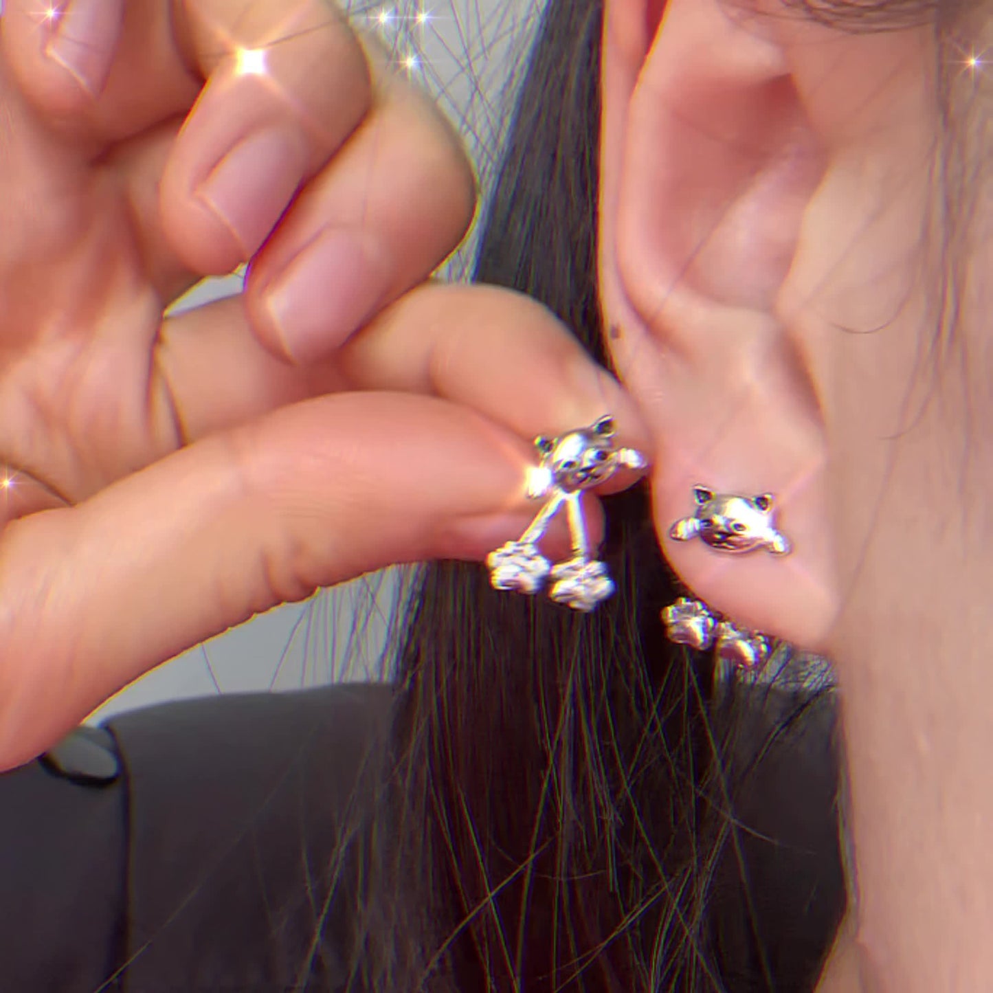 Cat Paw Dangle Earrings S925 Sterling Silver Cute Creative Design Hypoallergenic Women Girls Daily Wear Christmas Gift Jewelry