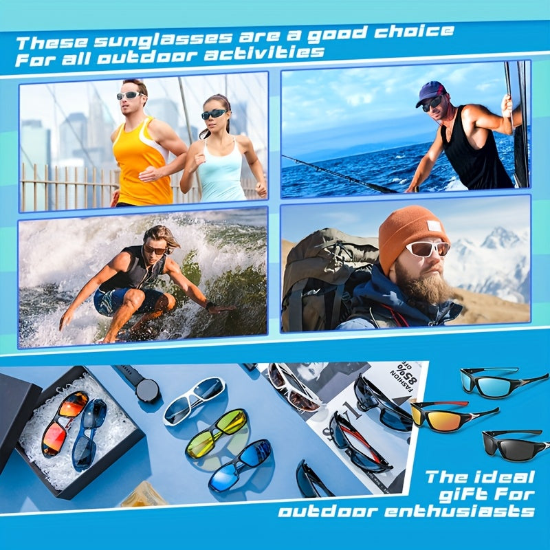 Sports Sunglasses 4 Pack UV400 Full Frame - Ultra-Light PC Lens Bulk Set Men Women Cycling Running Hiking Fishing Outdoor Activities