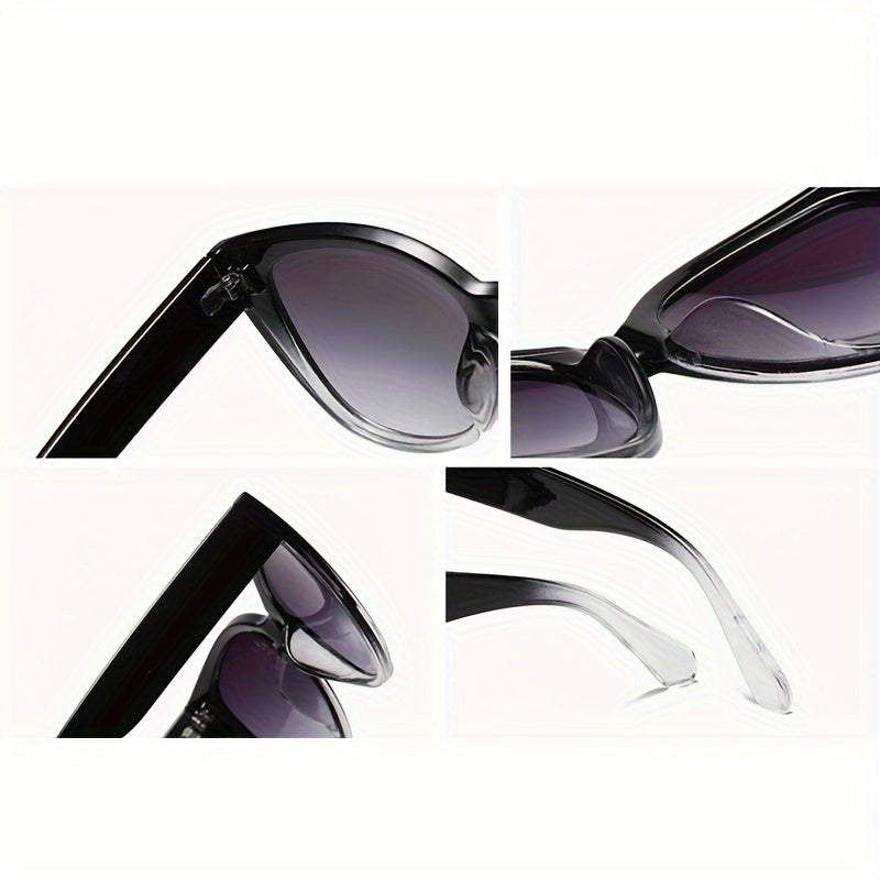 Gradient Cat Eye Sunglasses Men Women Oversized Retro Fashion Gradient Black Lens Summer Eyewear for Beach Vacation Travel Cruise Trendy Unisex Accessories Must-Have