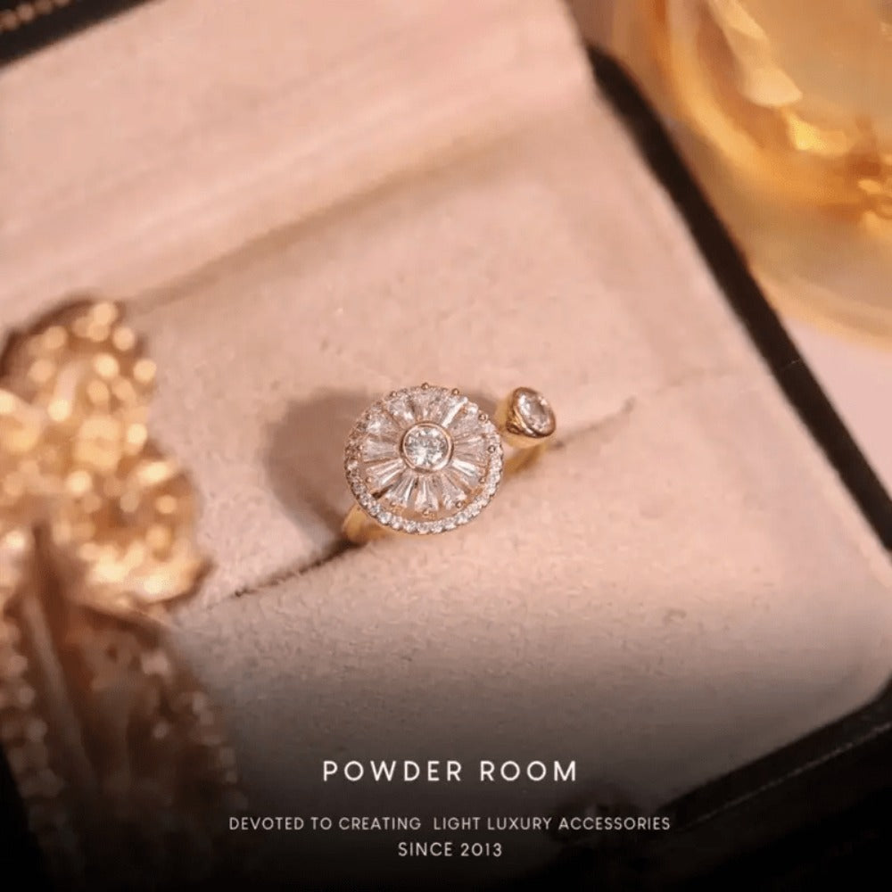 Adjustable Ring - Spinner S925 Sterling Silver with Cubic Zirconia - Rotating Open for - product detail view 8