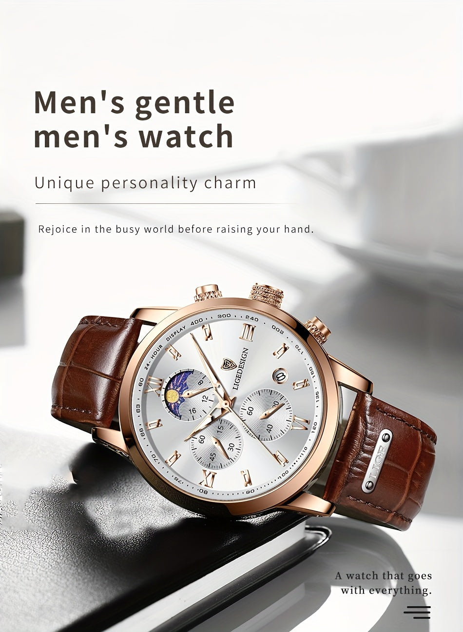 Sport Waterproof Chronograph Watch for Men – Luminous Quartz Calendar Wristwatch, Casual Athletic Timepiece, Gift for Him or Her