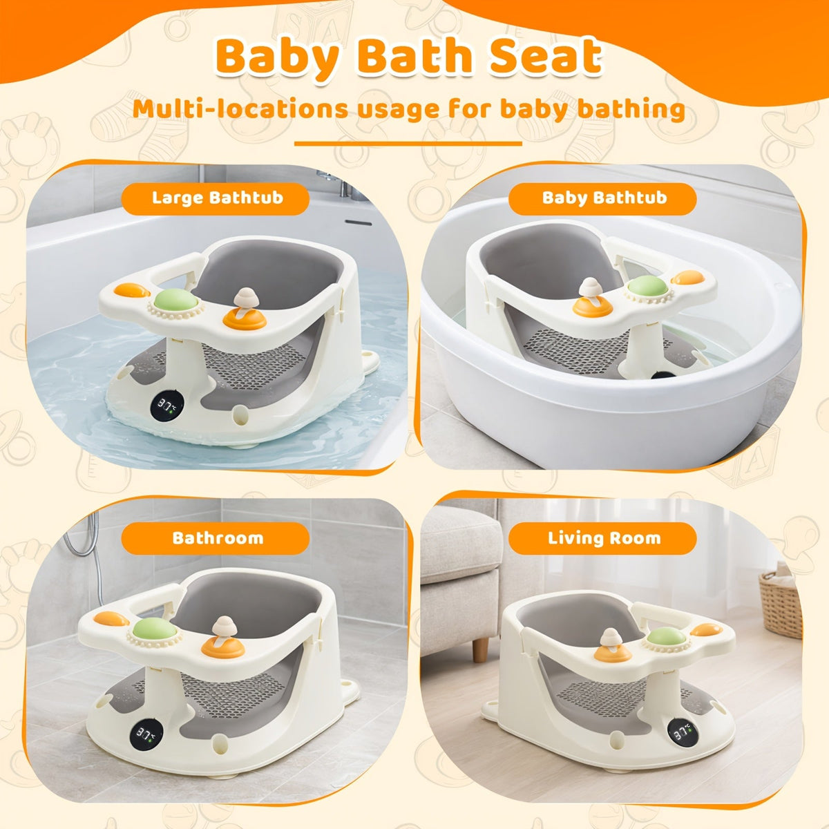 Baby Bath Seat - Non-Slip Soft Shower Safety – view 7