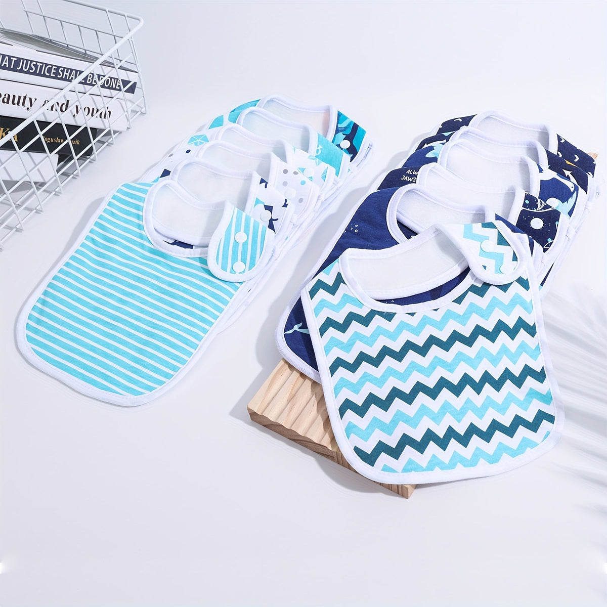 Baby Bib Set - Soft Absorbent Multipack – Shark Water Ripple – view 3