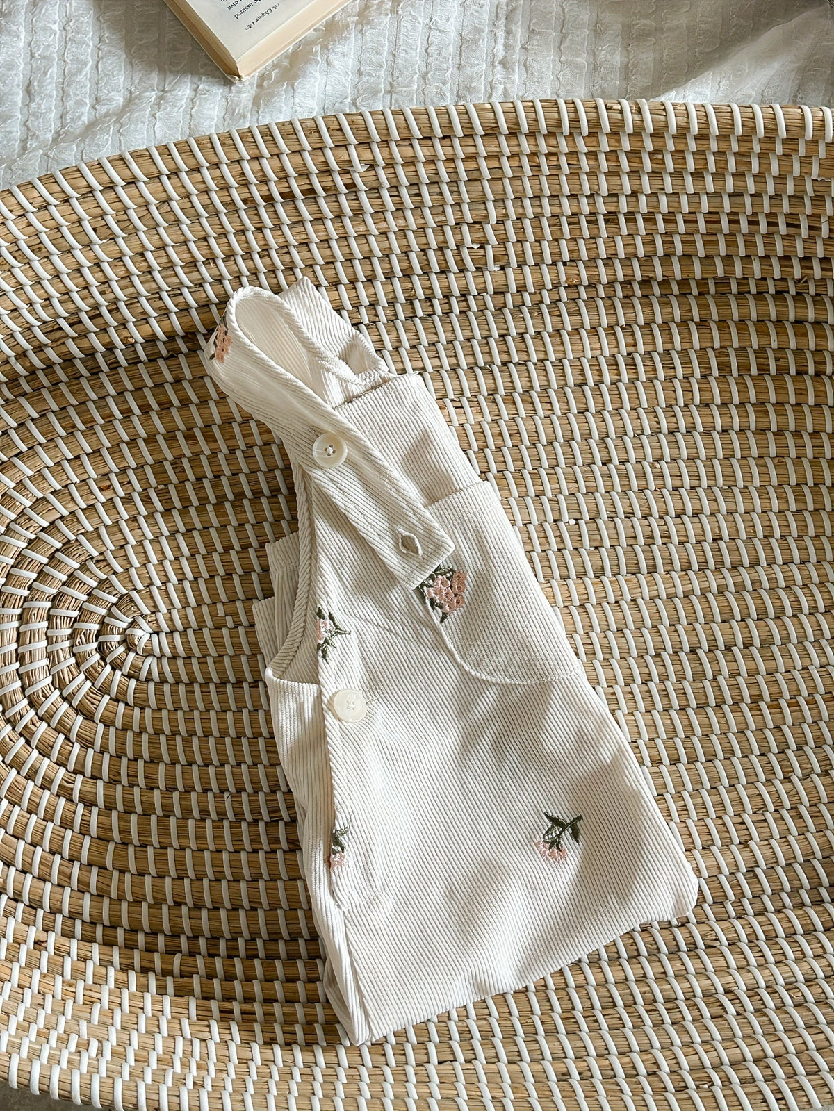 Baby Girl Floral Overalls - Embroidered Pocket Romper – view 12