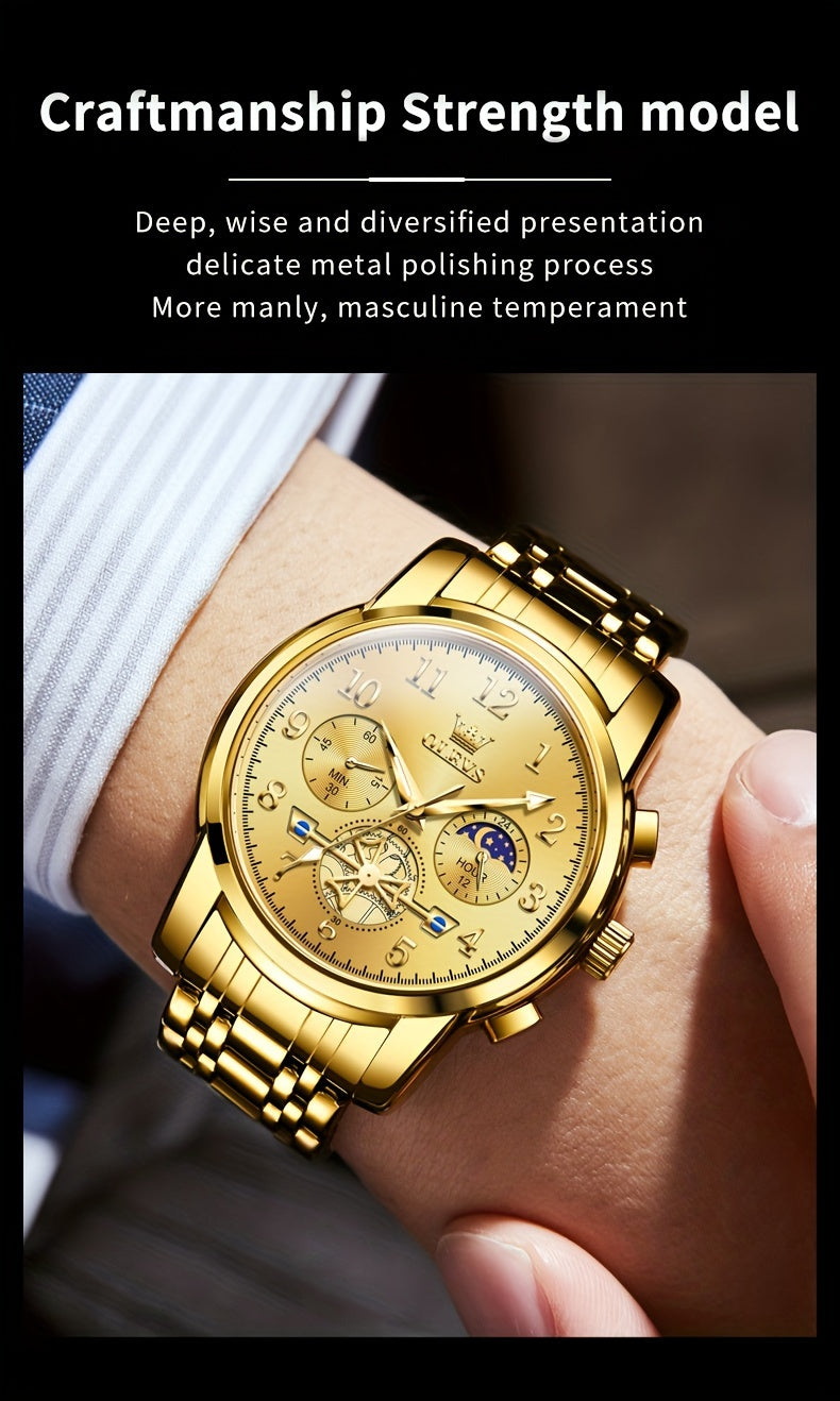 OLEVS Men's Luxury Dress Watch — Big Face, Waterproof, Luminous, Calendar, Stainless Steel | 8 Colors