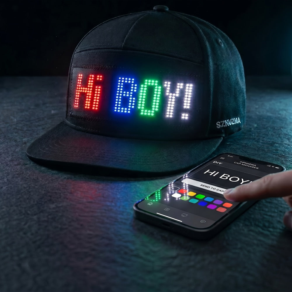 Baseball Cap - LED Light Up Hat Programmable 12x48 Pixel Screen Scrolling Text Display - product detail view 11