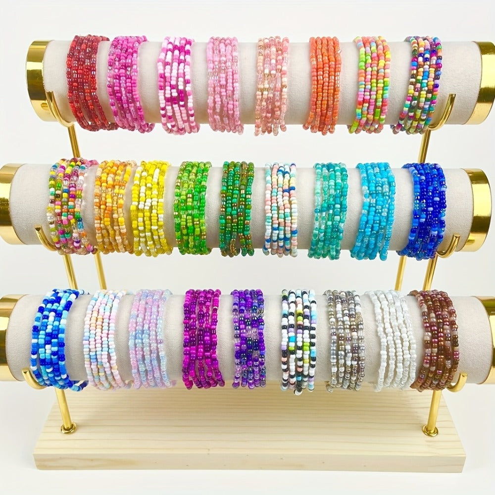Beaded Bracelets for Women - Colorful Beaded Set, 60 Stretch Styles - product detail view 6