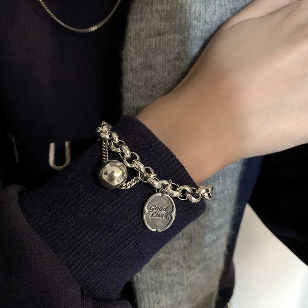 Bracelet for Women - 925 Sterling Silver Good Luck Charm Hip Hop Ball Pendant for , Trendy & - product detail view 6