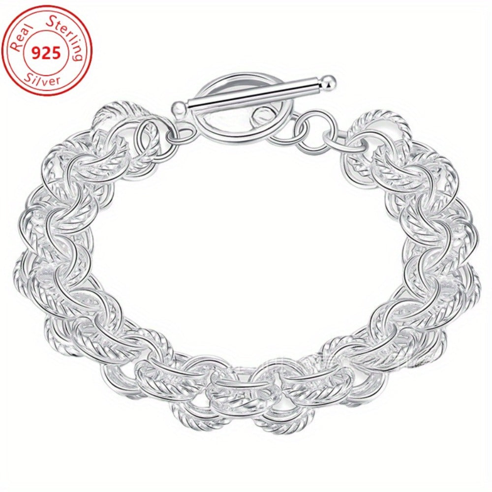 Bracelet for Women - 925 Sterling Silver Twisted Set of 2 Minimalist Double Ring Bangle for - product detail view 9