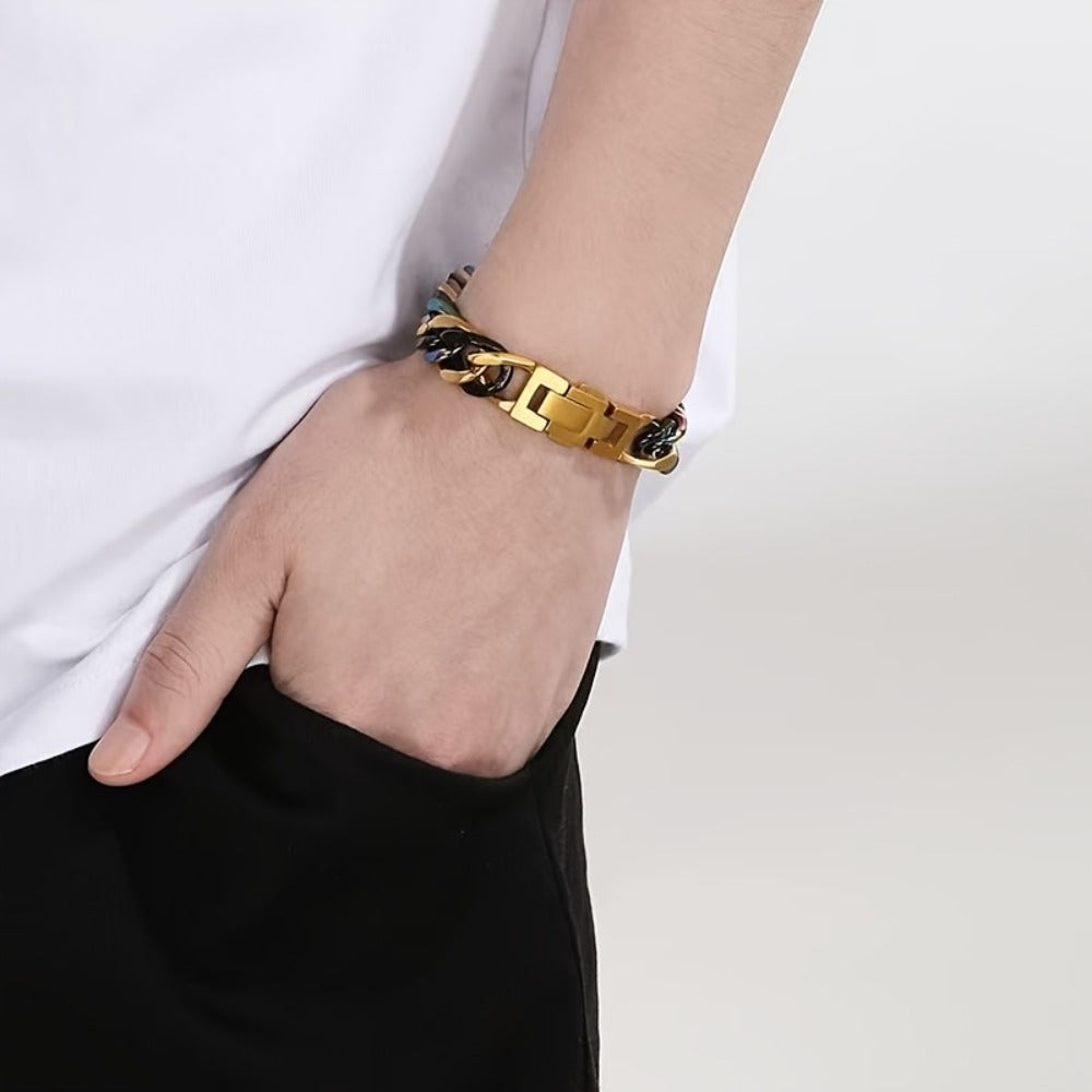 Bracelet for Women - Chain Unisex 304 Stainless Steel Hypoallergenic Colorful Hip Hop Couple - product detail view 11