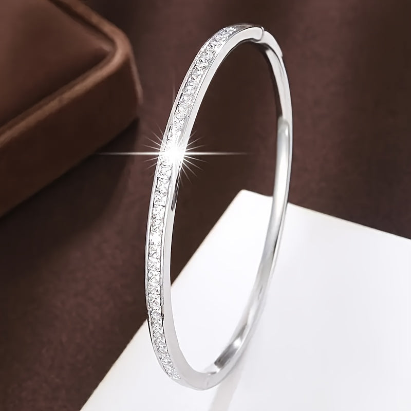 Bracelet for Women - Rhinestone Stainless Steel Sparkling Luxury Bangle Elegant Bling Jewelry - product detail view 8