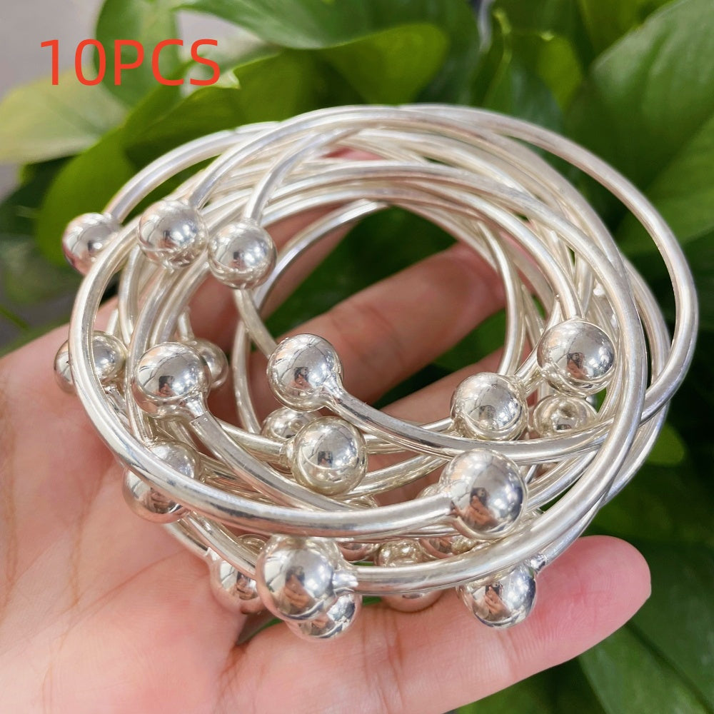 Bracelet for Women - West Indian Bangle Set for Handmade Thick Copper Silver Plated Heavy - product detail view 9