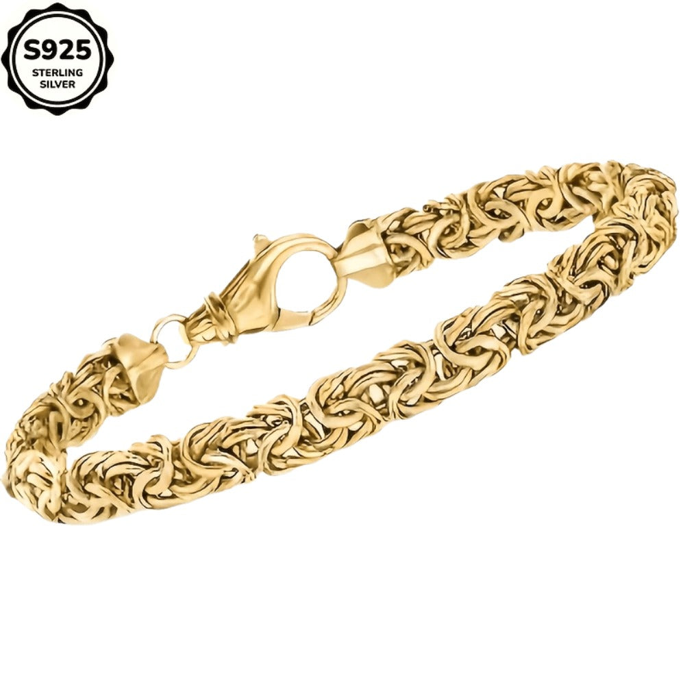 Chain Bracelet for Women - Gold-Tone Rope Chain, Textured Link Design - 925 silver detail