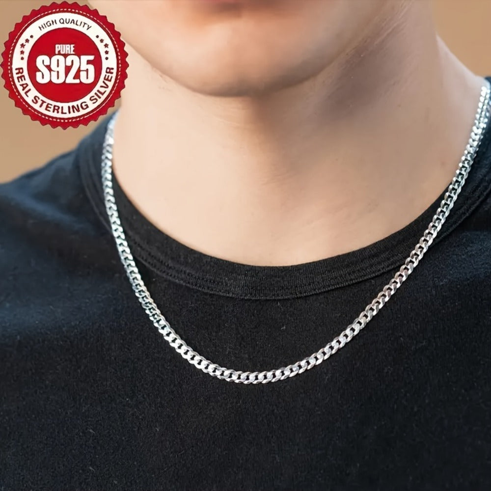 Cuban Link Chain Necklace - 925 Sterling Silver - Silver Tone 4mm & 6mm Width for Men & Women, Unisex - product detail view 7