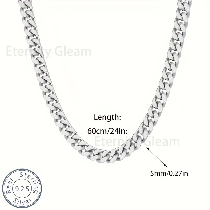 Cuban Link Chain Necklace - 925 Sterling Silver for Men Hip Hop Fashion Chunky Choker 20"/22"/24" - product detail view 11