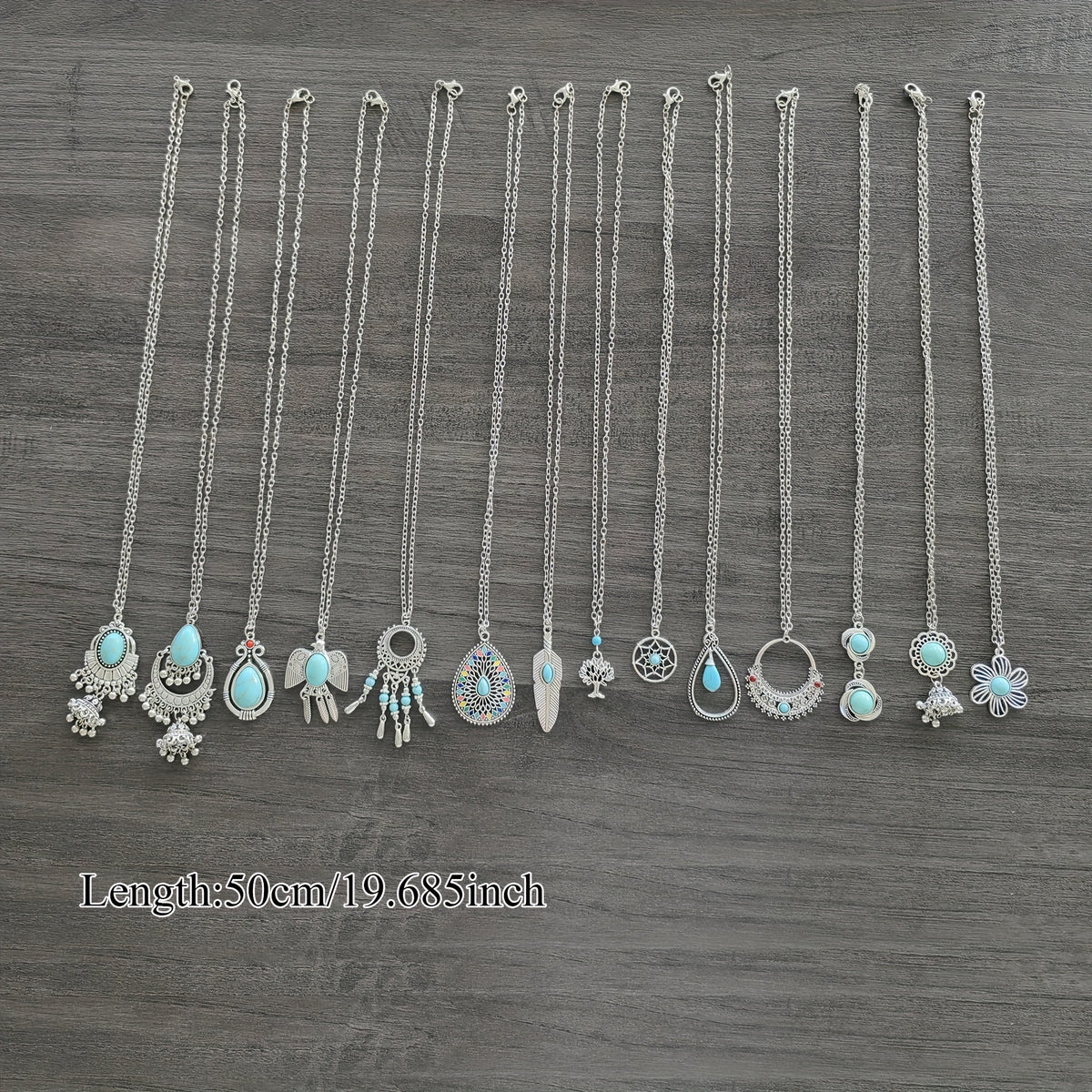 Dangle Earrings for Women - Boho Turquoise Set 15 Pairs - Ethnic Vintage Acrylic Drop for - Bohemian - product detail view 13