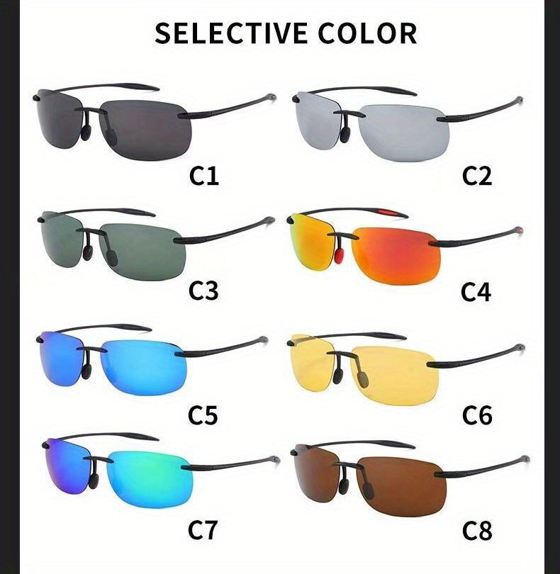 Sports Sunglasses Polarized TR90 Rimless - UV400 Lightweight Frameless Men Women Running Fishing Baseball Cycling Hiking Golf 4 Colors