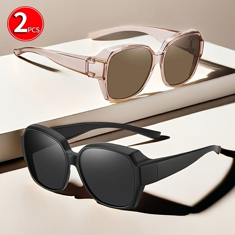 Fashion Sunglasses - Fit Over Glasses 2 Pack Large Retro Frames Wear Over Prescription Eyewear - product detail view 18