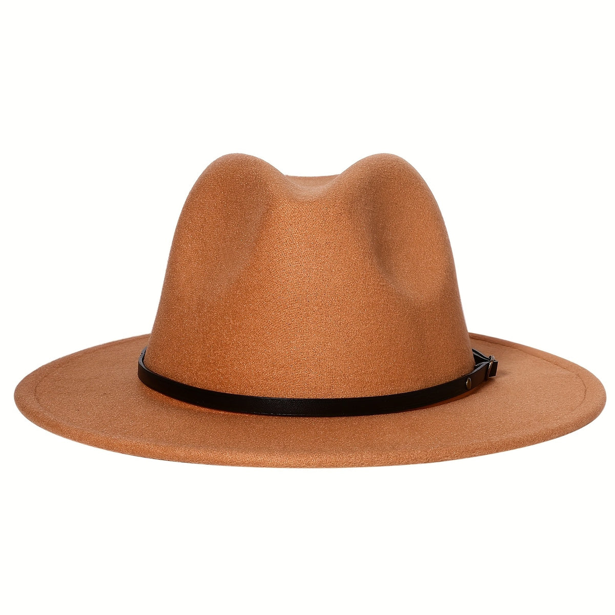 Fedora Hat - Panama Wide Brim Felt with Belt Buckle Women Men Trilby Cap 100% Polyester - product detail view 29