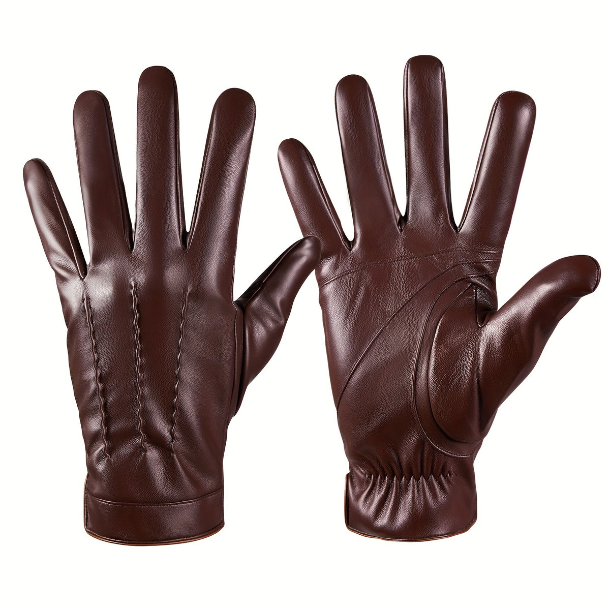 Gloves - Faux Leather Motorcycle Full Finger Warm Riding for Men Women Outdoor - product detail view 18