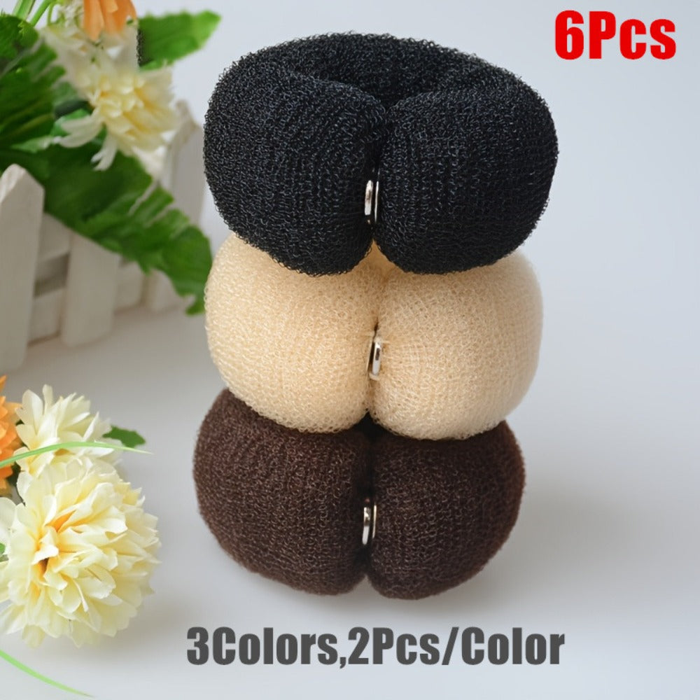 Hair Accessories - Bun Maker Headband Set 6pcs Invisible Fluffy Donut Bun Shaper Crown Updo - product detail view 6
