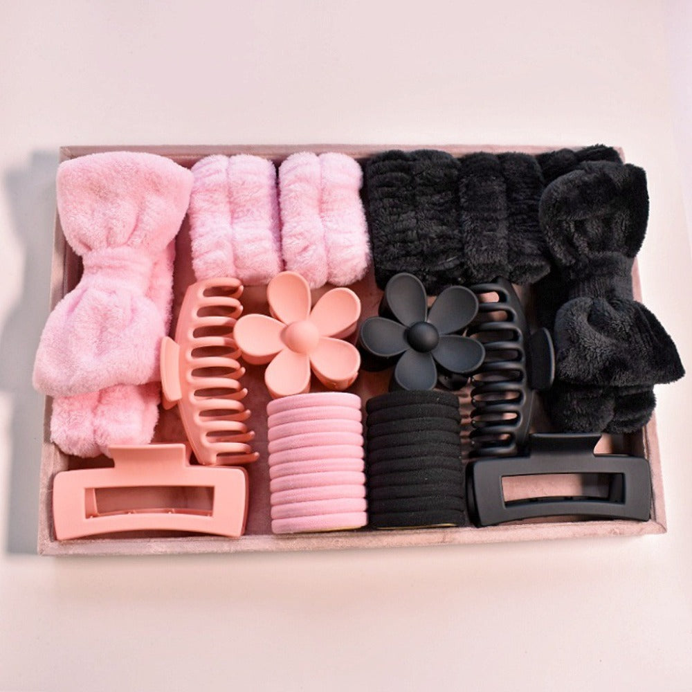 Hair Ties & Hair Accessories Sets - Bow & Clips Set for Women 32 Pack Cute Bow Scrunchies, Large Claw Clip - product detail