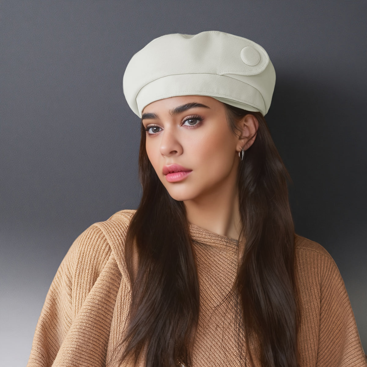 Hats - Denim Beret Hat Women Octagonal Shape Large Head Circumference Lightweight - product detail view 18