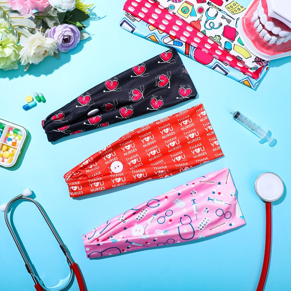 Headband for Women - Nurse with Buttons for 12 Pack Non-Slip Elastic Hair Bands for Mask, Ear - product detail view 7