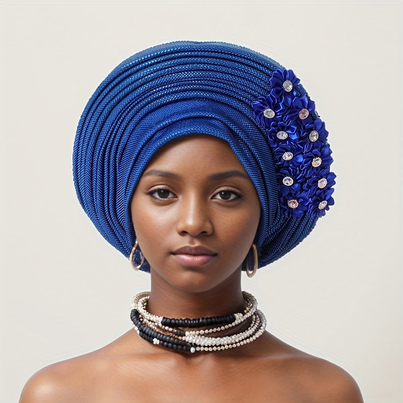 Headscarf - Aso Oke for Women - Handmade Elegant Nigerian Wedding Headwrap, African - product detail view 32