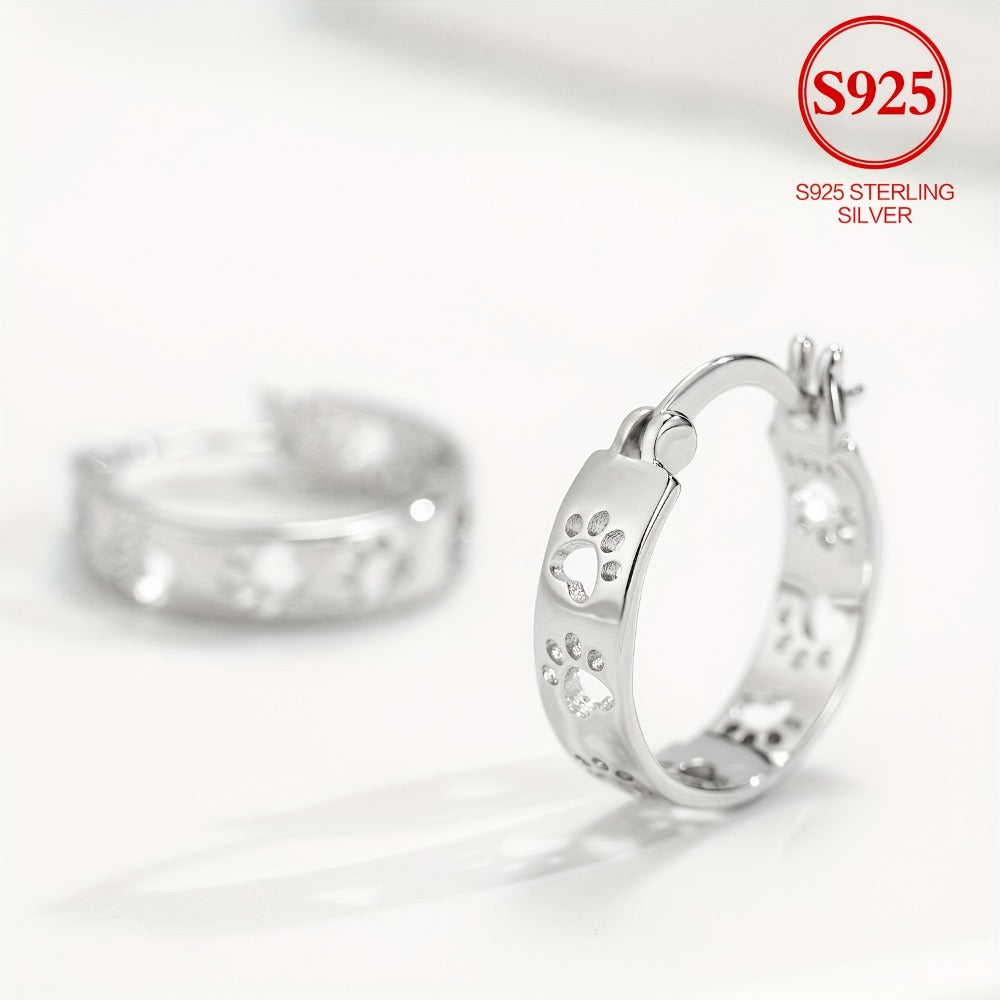 Hoop Earrings for Women - 925 Sterling Silver Animal Claw Design Minimalist Plain No Stone Elegant - product detail view 11