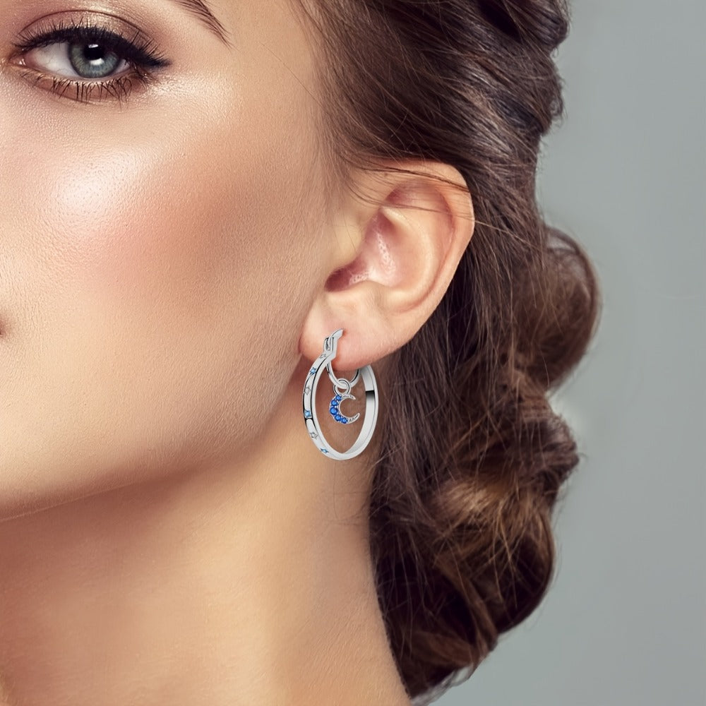 Hoop Earrings for Women - 925 Sterling Silver Sun Design Large Hypoallergenic for Unique Statement - product detail view 5
