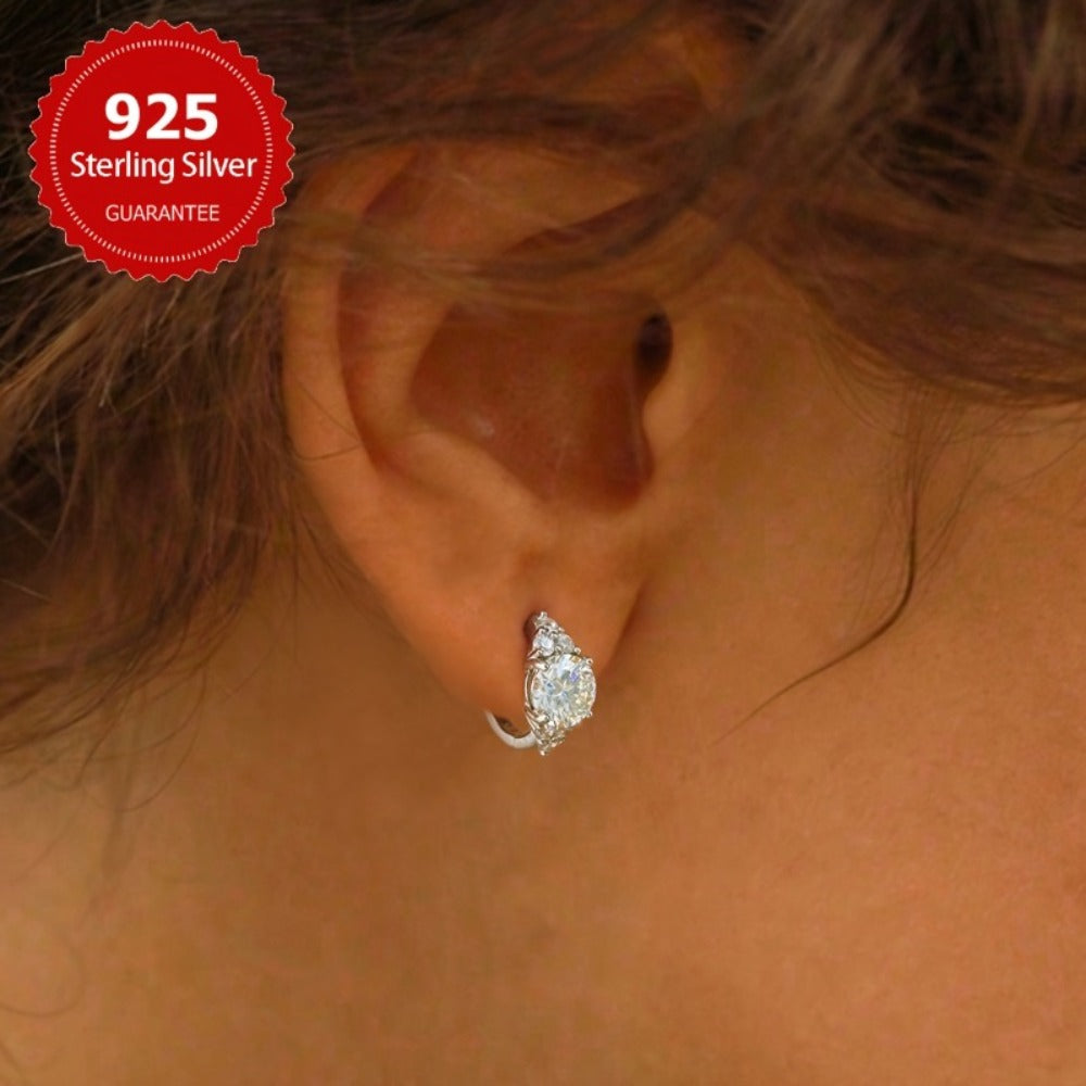 Hoop Earrings for Women - Moissanite 925 Sterling Silver for | 1 Carat Sparkling Diamond Alternative - product detail view 13