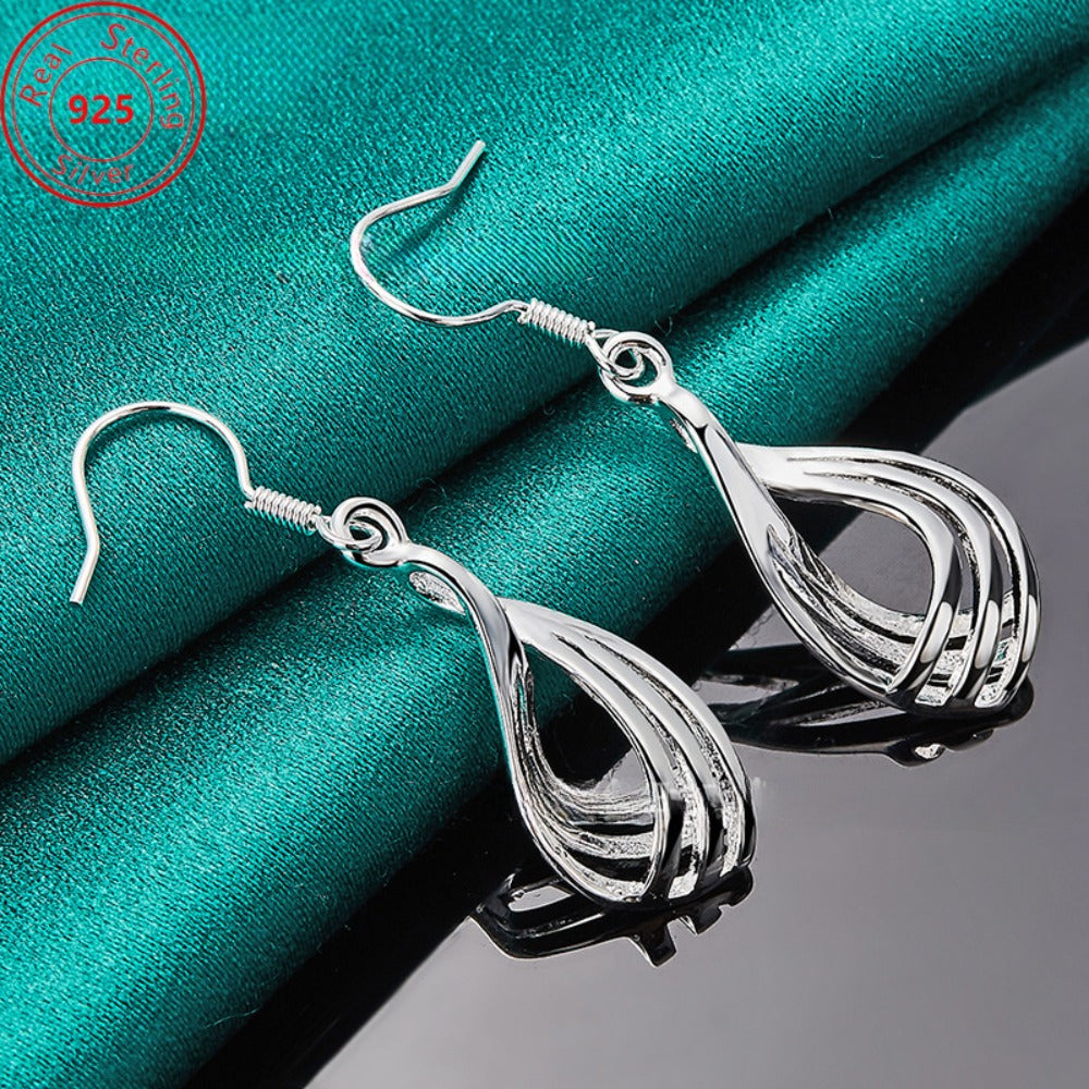 Hoop Earrings for Women - S925 Sterling Silver Minimalist Triple Circle Geometric for Hypoallergenic - product detail view 9