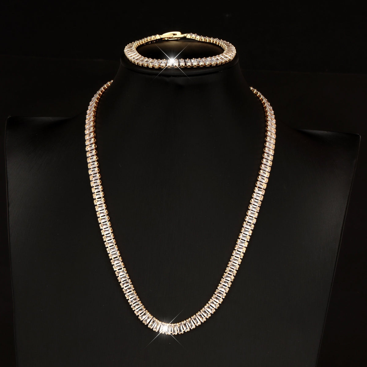 Jewelry Set for Women - 925 Sterling Silver Tennis Bracelet and Necklace Natural Stone Adorned - product detail view 17