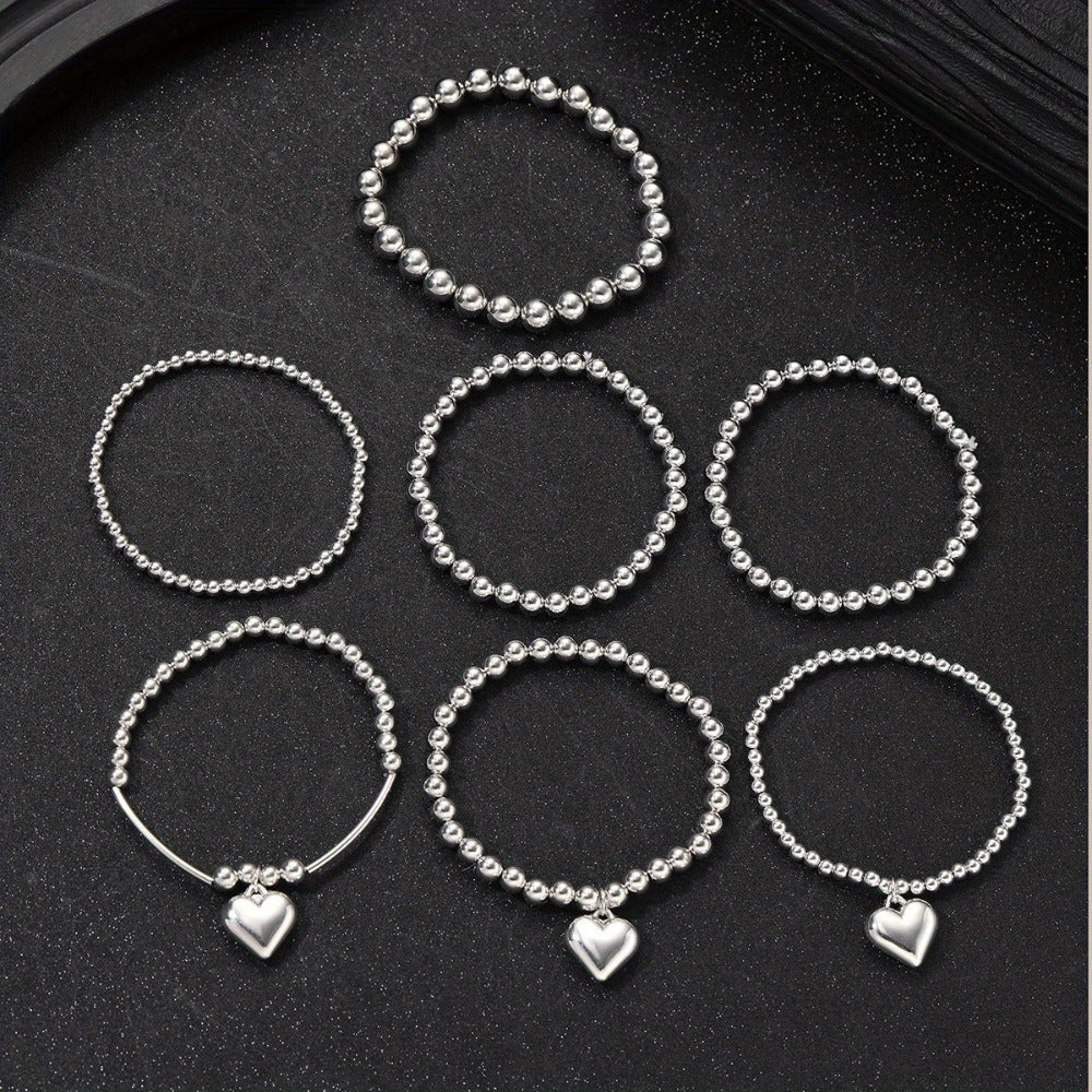Jewelry Set for Women - Bracelet 7pcs French Style Beaded Folding Bracelet Pendant Layering for - product detail view 12