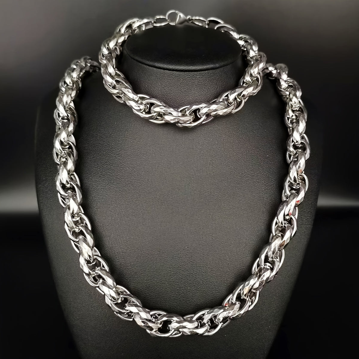 Jewelry Set for Women - Men's Hip Hop Bracelet and Necklace 304 Stainless Steel Retro Fashion 2 - product detail view 22