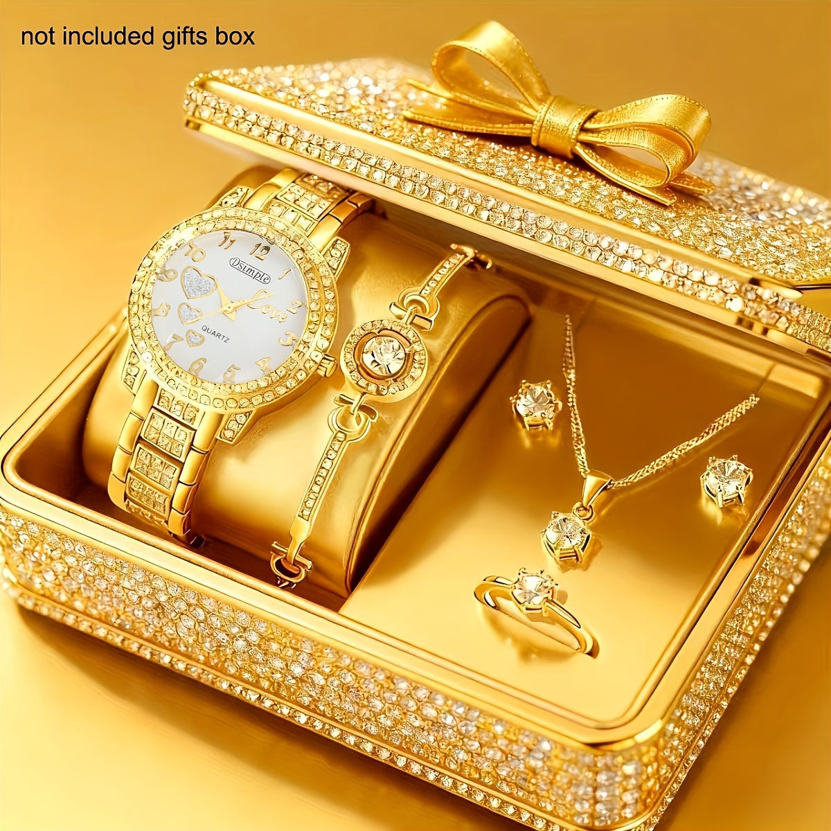 Jewelry Set with Watch - Women & 6 Pieces Luxury Ladies Wristwatch with Bracelet, Necklace - product detail view 41