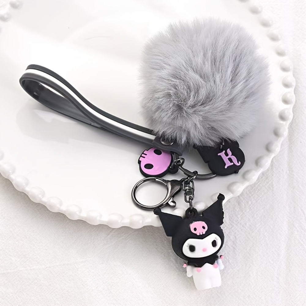 Keychain - Cherry Blossom Sanrio Set 7pcs Soft Furball Cartoon Cute Key Rings, Kawaii - product detail view 18