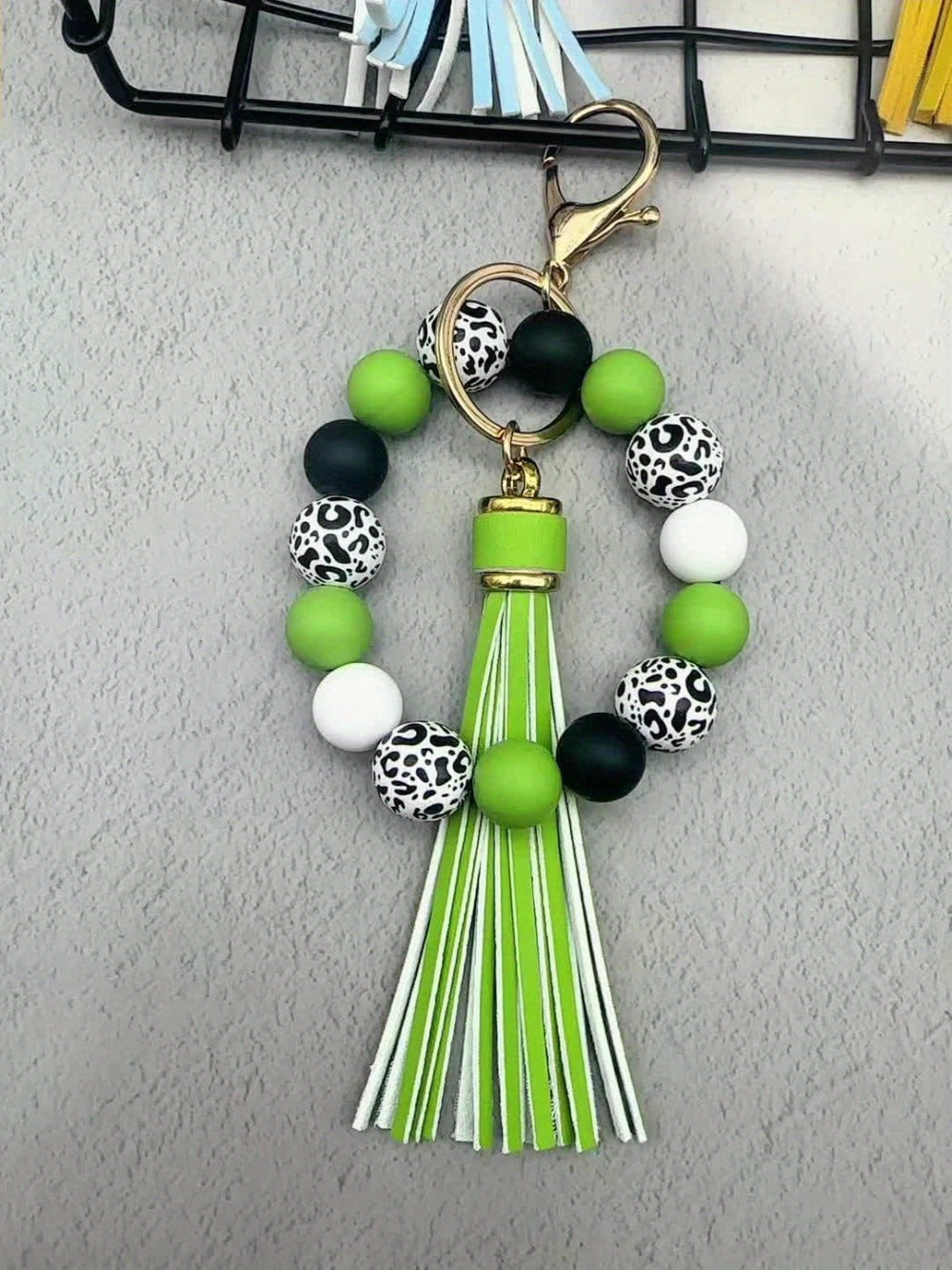 Keychain - Marble Beaded Wrist Set 5pcs Minimalist Stylish Women's Wristlet Key Ring - product detail view 8