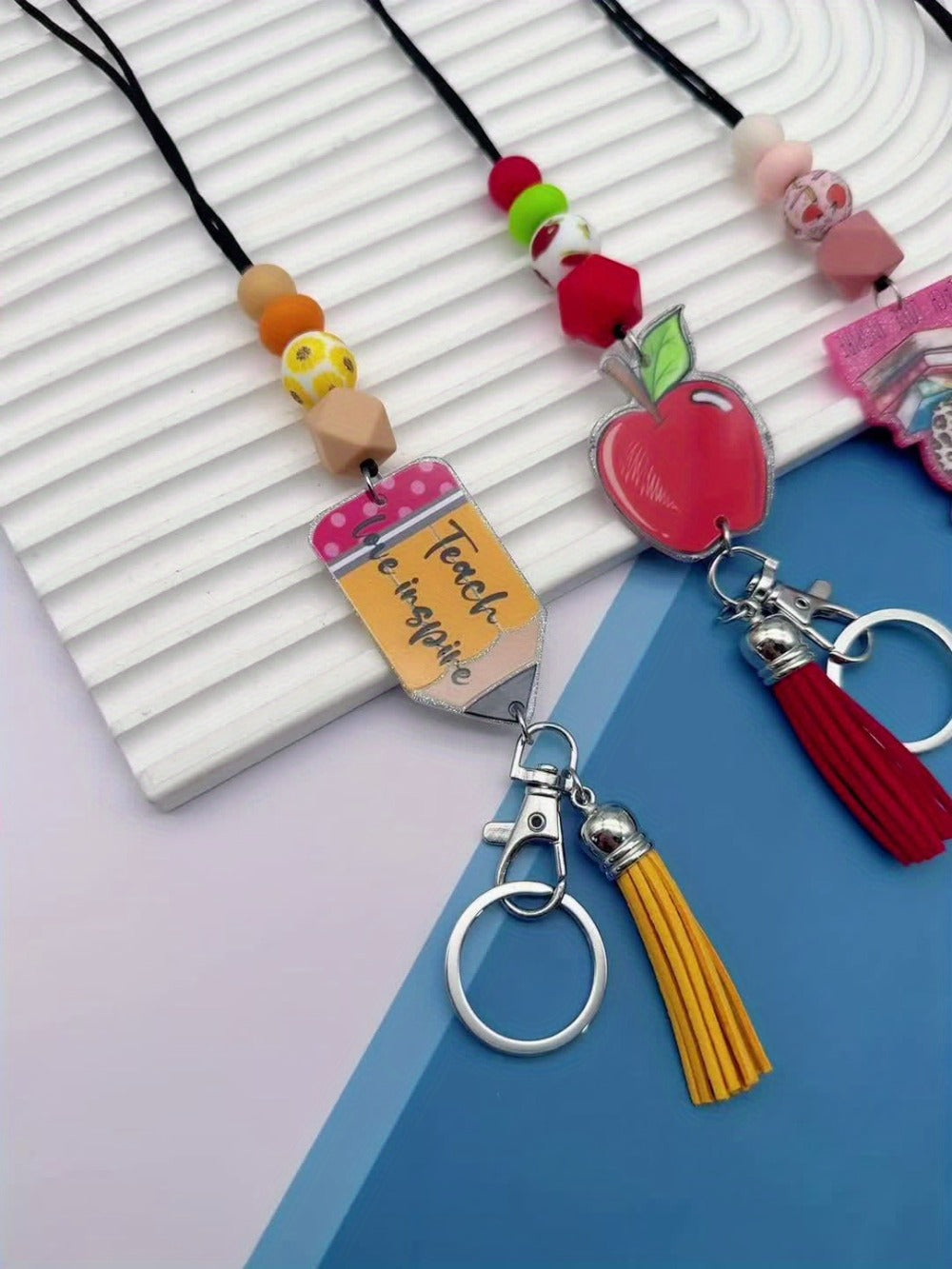 Lanyards & ID Holders - Lanyard Keychain ID Badge Holder 4pcs Apple Acrylic Neck Strap with - product detail view 5