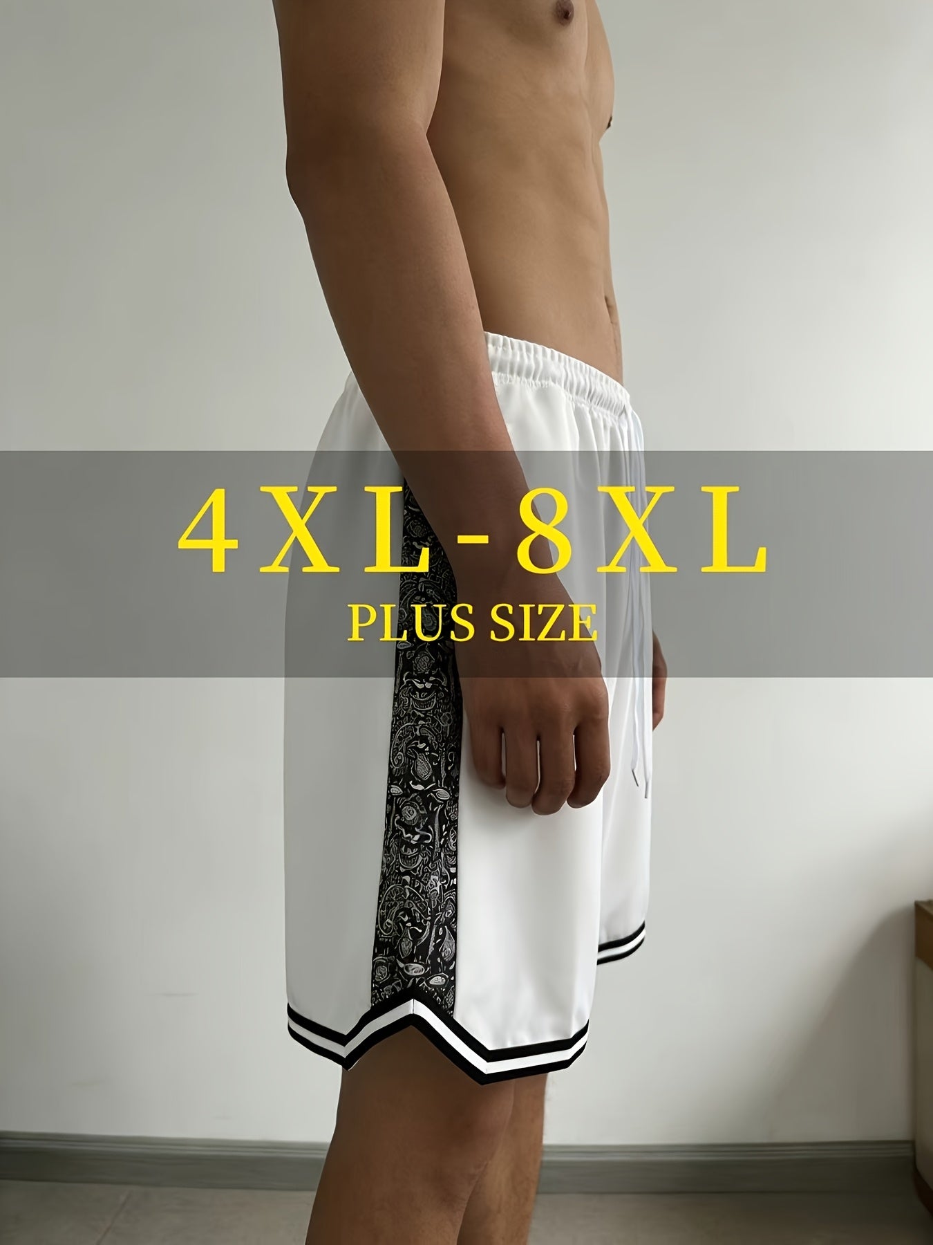 Men's Athletic Shorts - Stretch With Pockets – Black / White – view 16