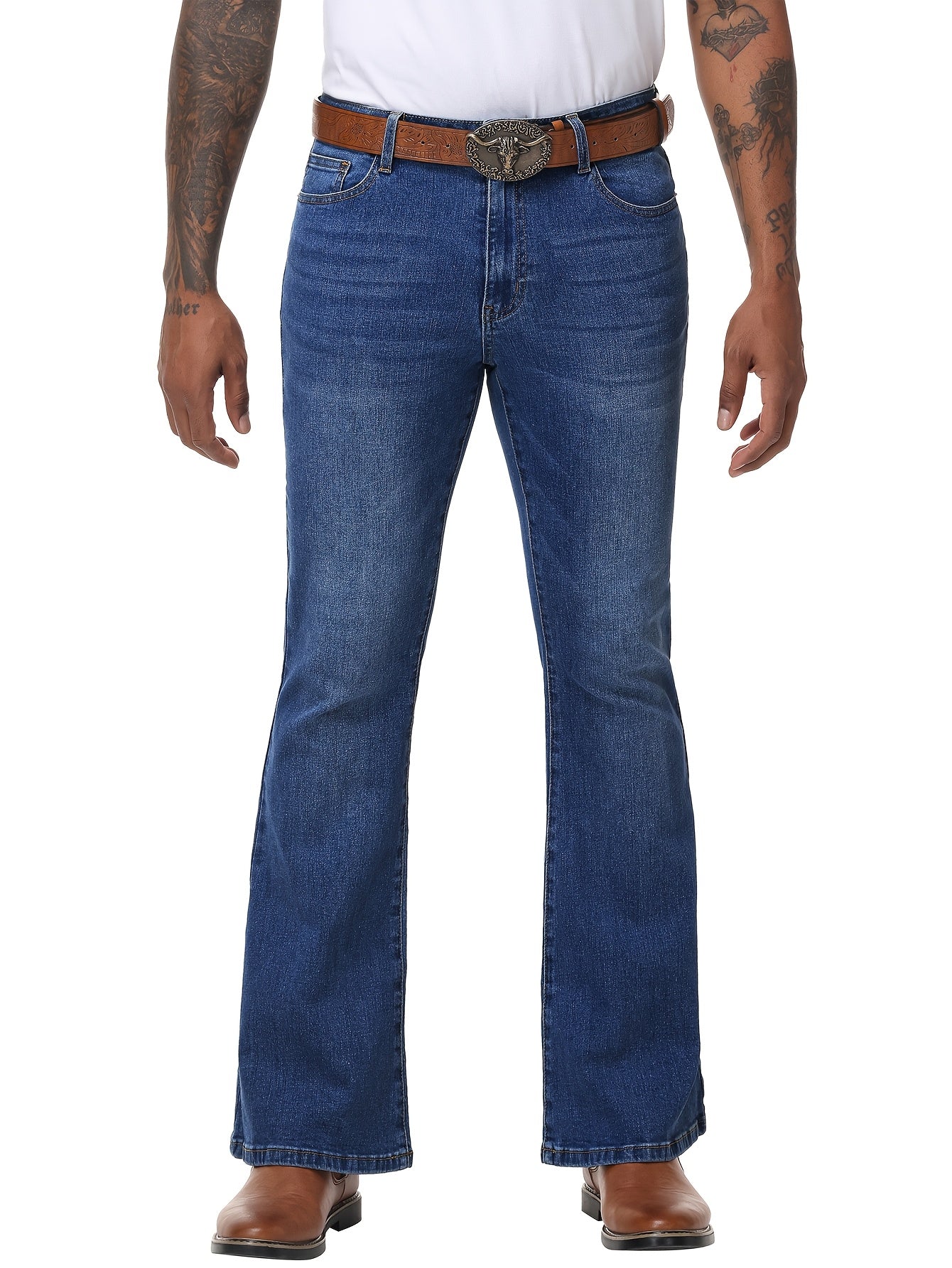Men's Bootcut Jeans - Classic Wash Clean Finish – Deep Blue – view 13