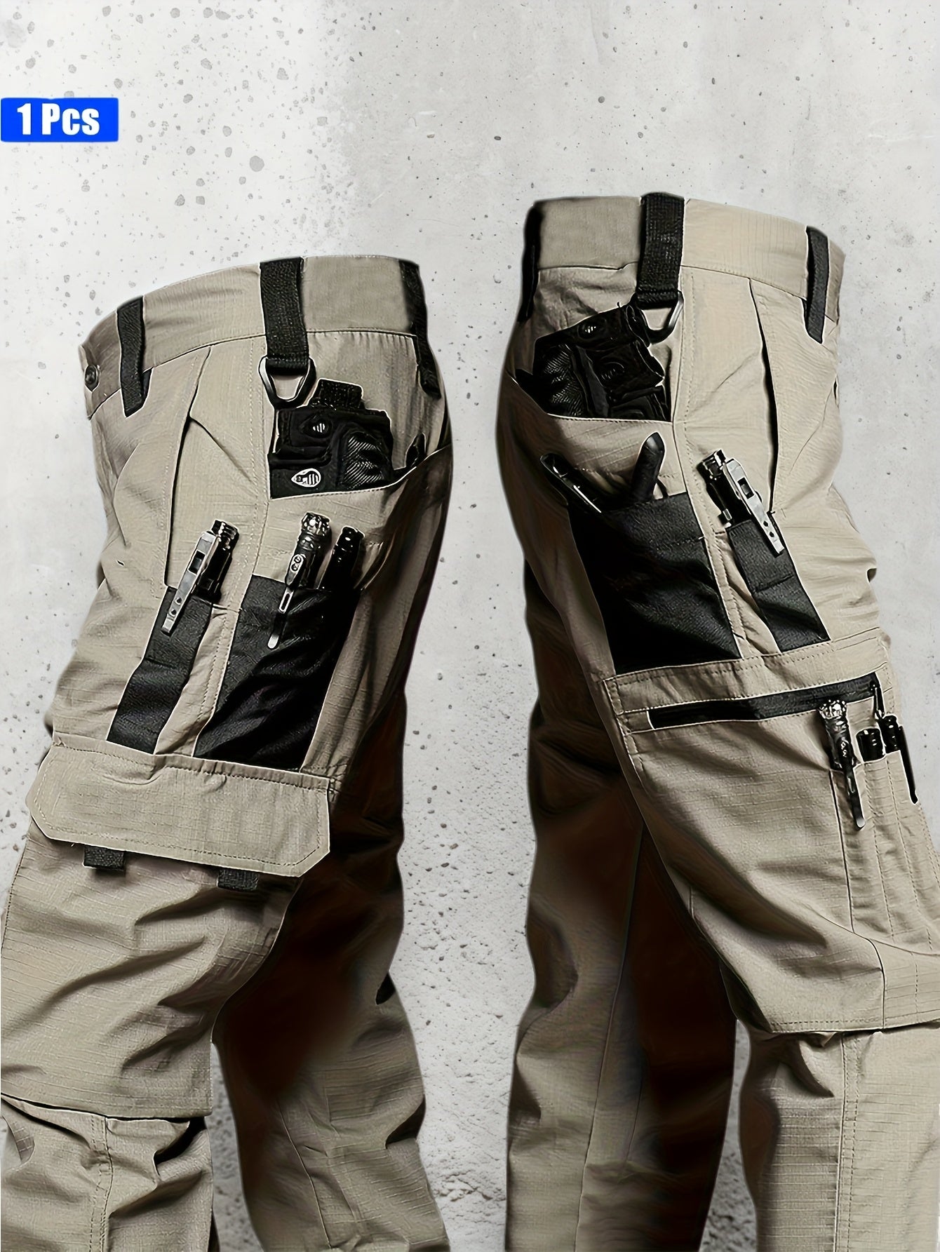 Men's Cargo Pants - Quick Dry With Pockets – Black Utility – view 20